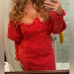 For Love & Lemons Clarisse off the shoulder mini dress